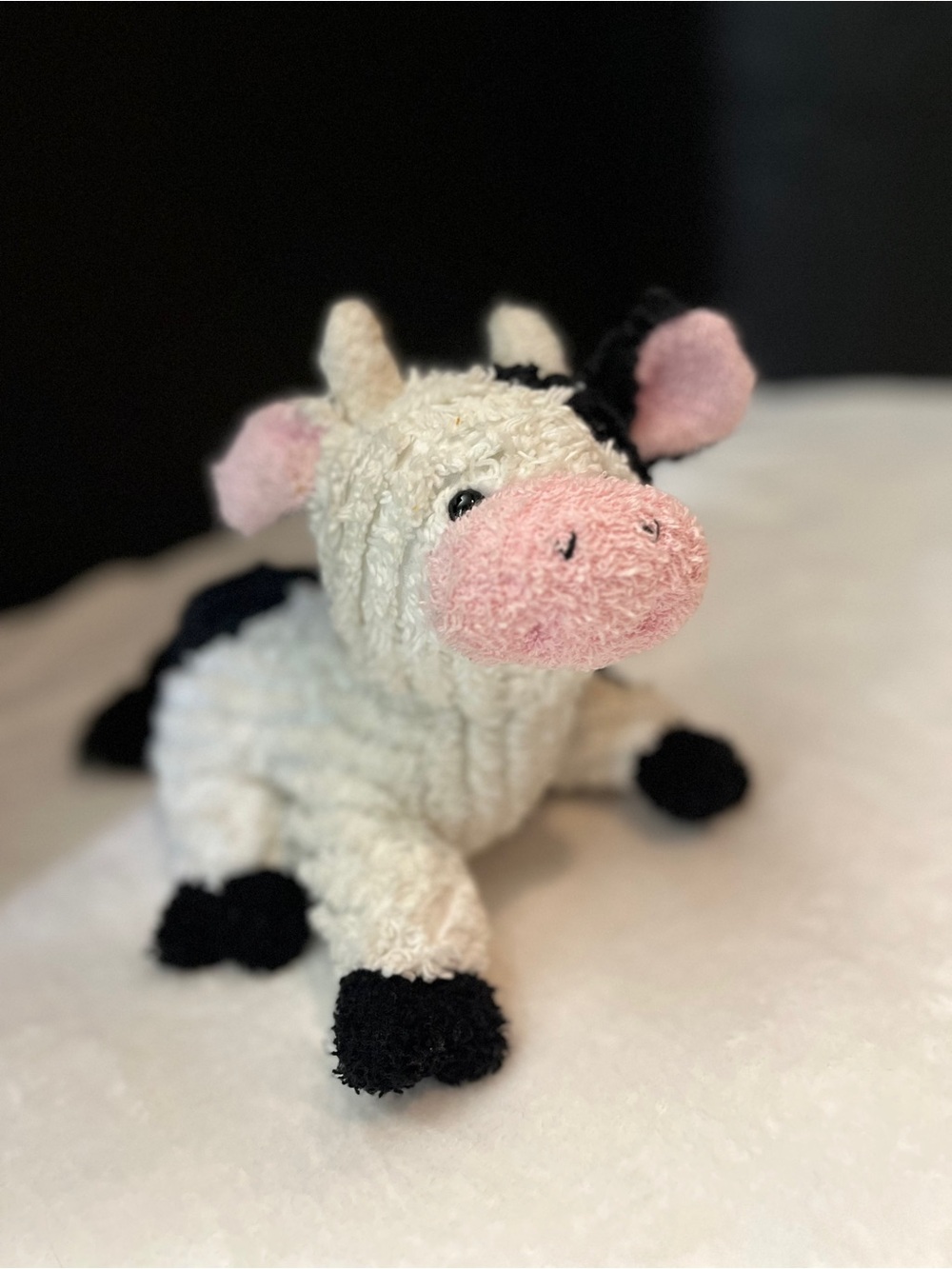 Plush “Talking” Casey Cow Stuffed Animal - Cream and Pink Soft Toy